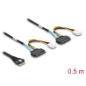 Delock PCIe 4.0 Kabel Slim SAS SFF-8654 8i zu 2 x U.2 SFF-8639 Buchse + Stromanschluss 0,5 m