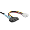 Delock PCIe 4.0 Kabel Slim SAS SFF-8654 8i zu 2 x U.2 SFF-8639 Buchse + Stromanschluss 0,5 m