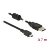 Delock USB 2.0 Kabel Typ-A Stecker zu USB 2.0 Mini-B Stecker 0,7 m schwarz