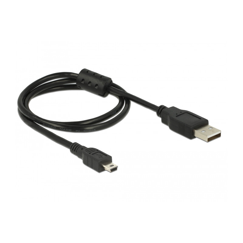 Delock USB 2.0 Kabel Typ-A Stecker zu USB 2.0 Mini-B Stecker 0,7 m schwarz