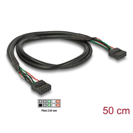 Delock Kabel USB 2.0 Pfostenbuchse 2,54 mm 10 Pin - USB 2.0 Pfostenbuchse 2,54 mm 10 Pin 50 cm
