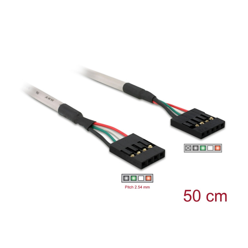 Delock USB 2.0 Kabel 5 Pin Pfostenbuchse zu 4 Pin Pfostenbuchse 50 cm
