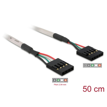 Delock USB 2.0 Kabel 5 Pin Pfostenbuchse zu 4 Pin Pfostenbuchse 50 cm
