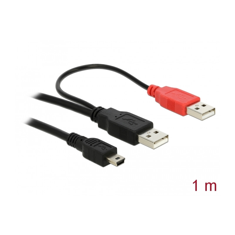 Delock Kabel 2x USB2.0-A Stecker - USB mini 5-pol