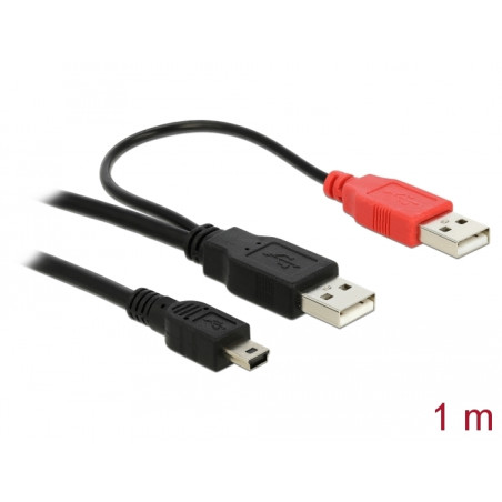Delock Kabel 2x USB2.0-A Stecker - USB mini 5-pol