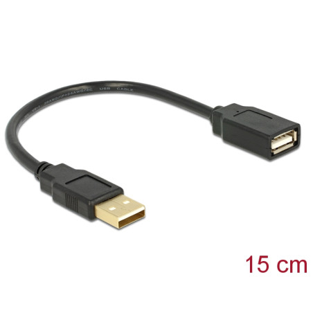Delock Verlängerungskabel USB 2.0 A-A 15 cm Stecker / Buchse