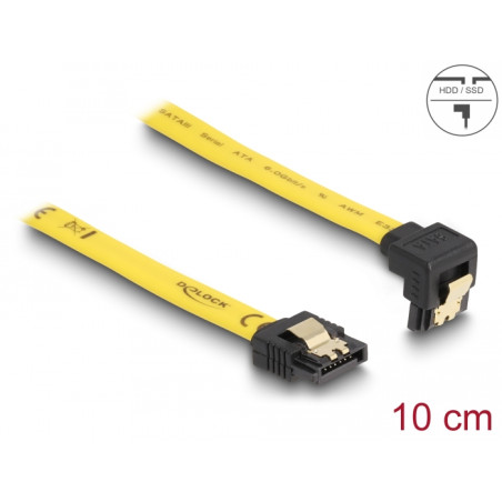 Delock SATA 3 Gb/s Kabel gerade auf unten gewinkelt 10 cm gelb