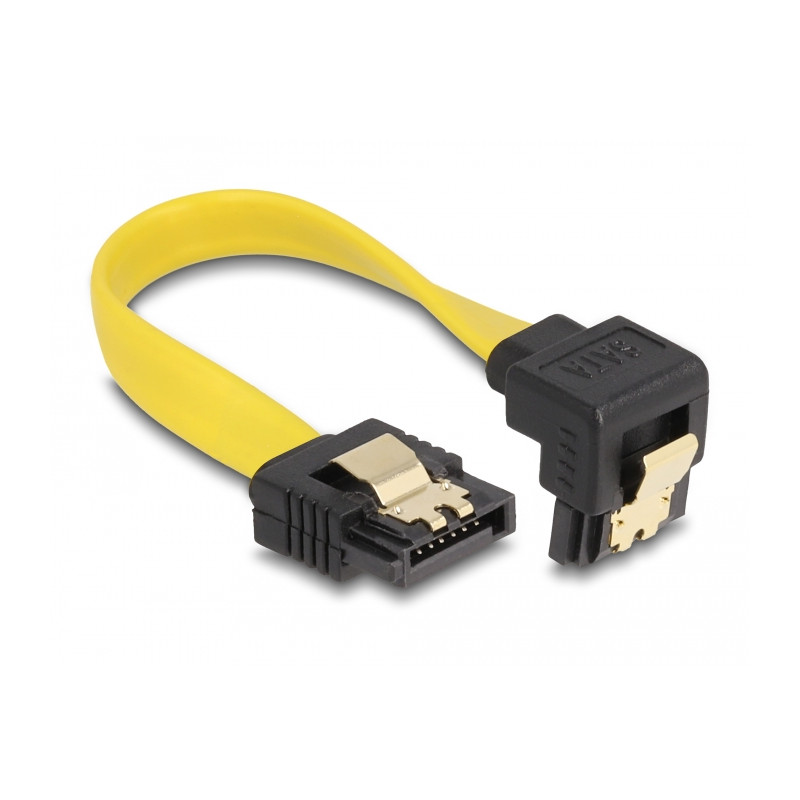 Delock SATA 3 Gb/s Kabel gerade auf unten gewinkelt 10 cm gelb