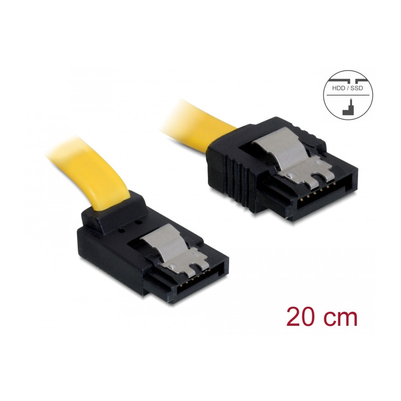Delock SATA 3 Gb/s Kabel gerade auf oben gewinkelt 20 cm gelb