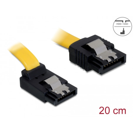 Delock SATA 3 Gb/s Kabel gerade auf oben gewinkelt 20 cm gelb