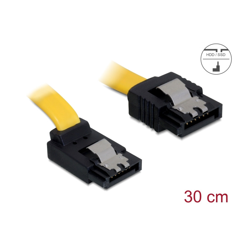 Delock SATA 3 Gb/s Kabel gerade auf oben gewinkelt 30 cm gelb