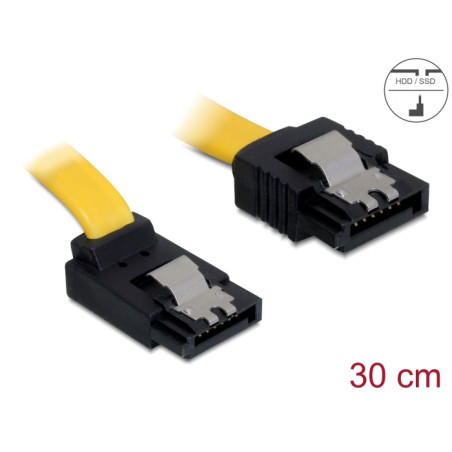 Delock SATA 3 Gb/s Kabel gerade auf oben gewinkelt 30 cm gelb