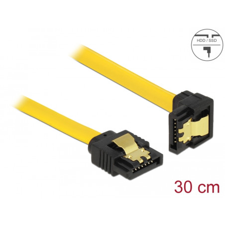 Delock SATA 3 Gb/s Kabel gerade auf unten gewinkelt 30 cm gelb