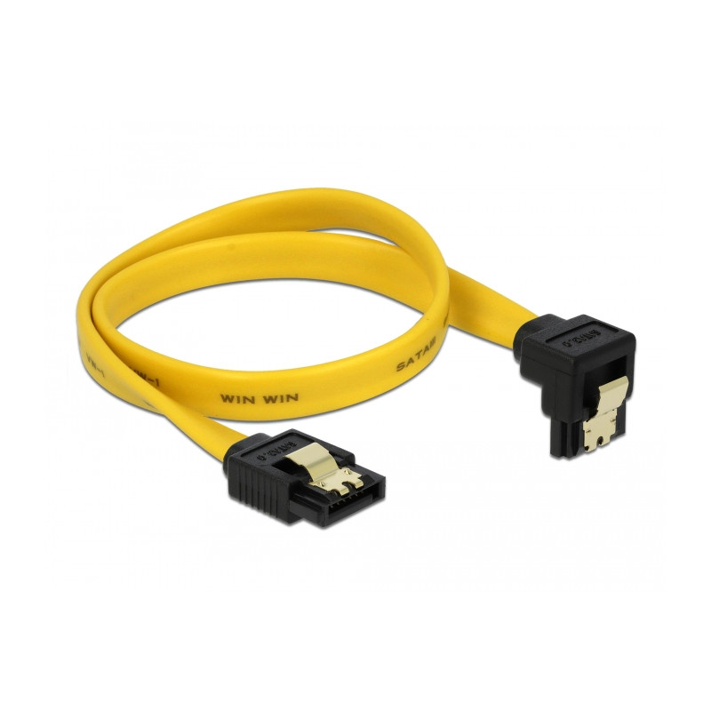 Delock SATA 3 Gb/s Kabel gerade auf unten gewinkelt 30 cm gelb