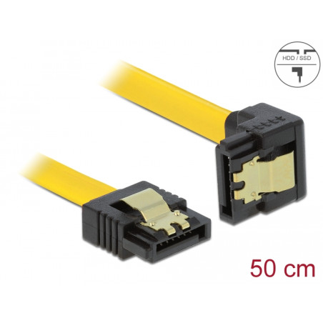Delock SATA 3 Gb/s Kabel gerade auf unten gewinkelt 50 cm gelb