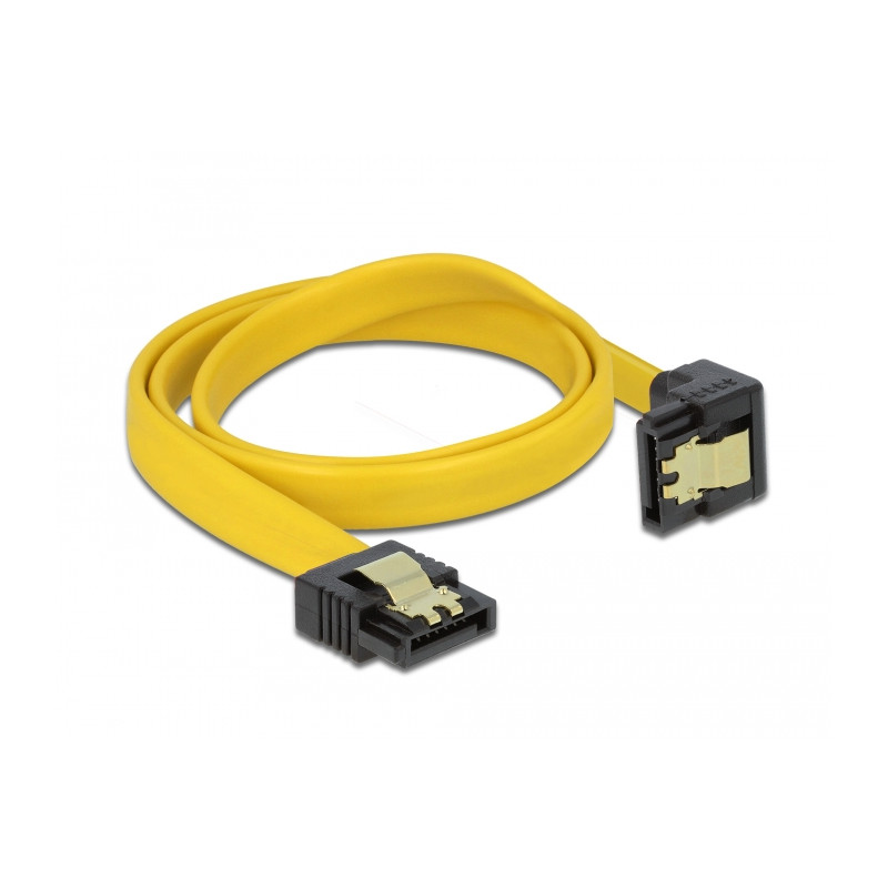 Delock SATA 3 Gb/s Kabel gerade auf unten gewinkelt 50 cm gelb