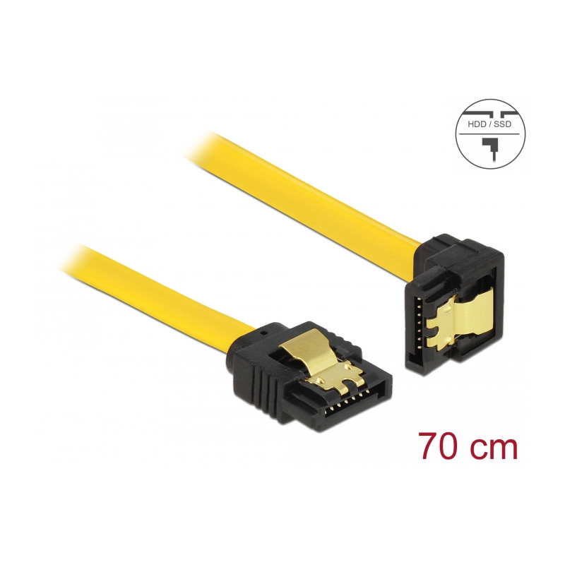 Delock SATA 3 Gb/s Kabel gerade auf unten gewinkelt 70 cm gelb