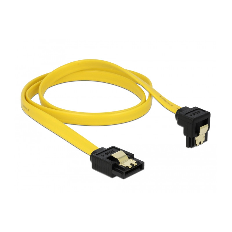 Delock SATA 3 Gb/s Kabel gerade auf unten gewinkelt 70 cm gelb