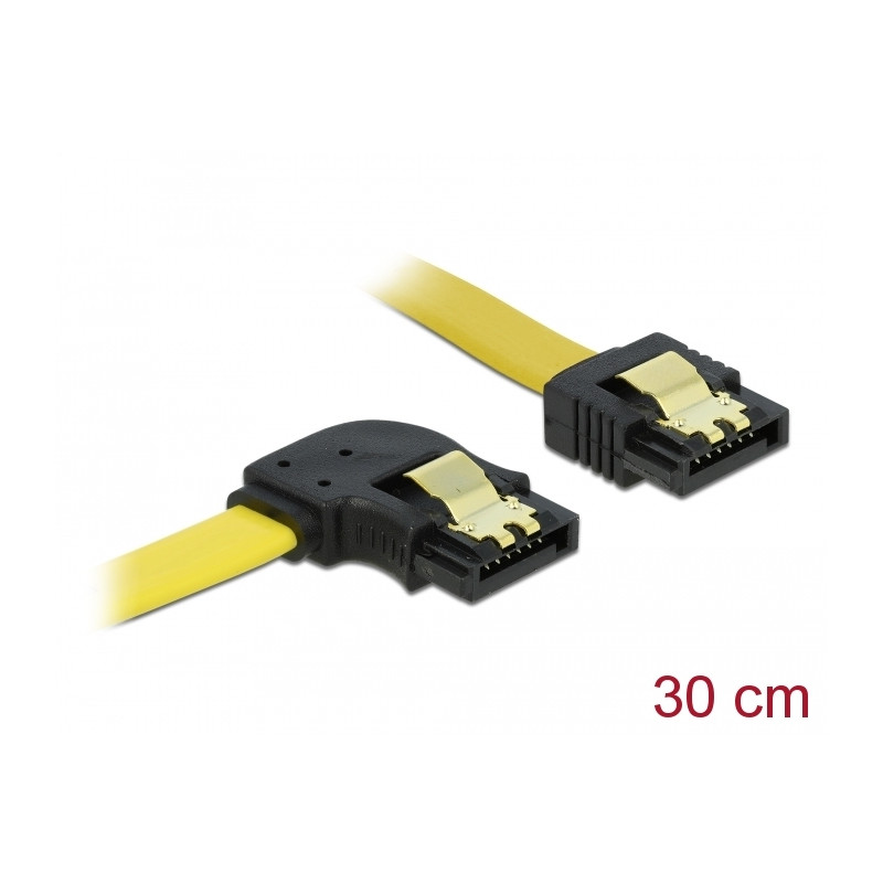 Delock SATA 3 Gb/s Kabel gerade auf links gewinkelt 30 cm gelb