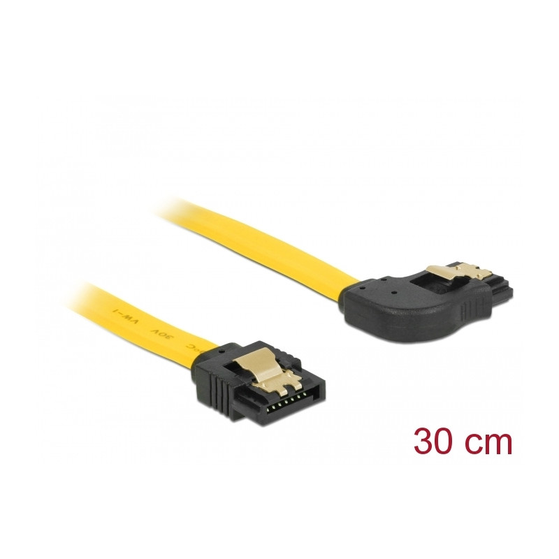 Delock SATA 3 Gb/s Kabel gerade auf rechts gewinkelt 30 cm gelb