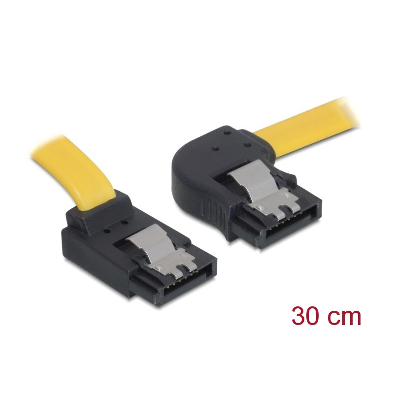 Delock SATA 3 Gb/s Kabel oben gewinkelt auf rechts gewinkelt 30 cm gelb