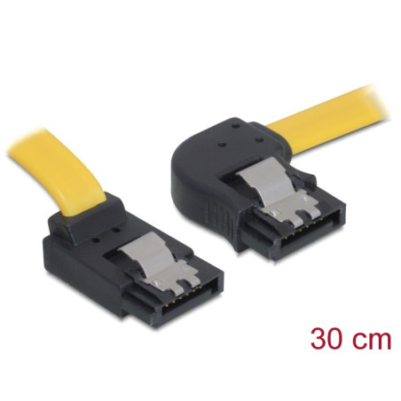 Delock SATA 3 Gb/s Kabel oben gewinkelt auf rechts gewinkelt 30 cm gelb