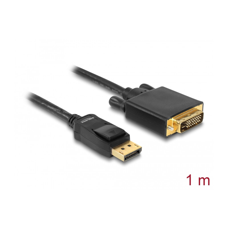 Delock Kabel DisplayPort 1.1 Stecker - DVI 24+1 Stecker Passiv 1 m schwarz