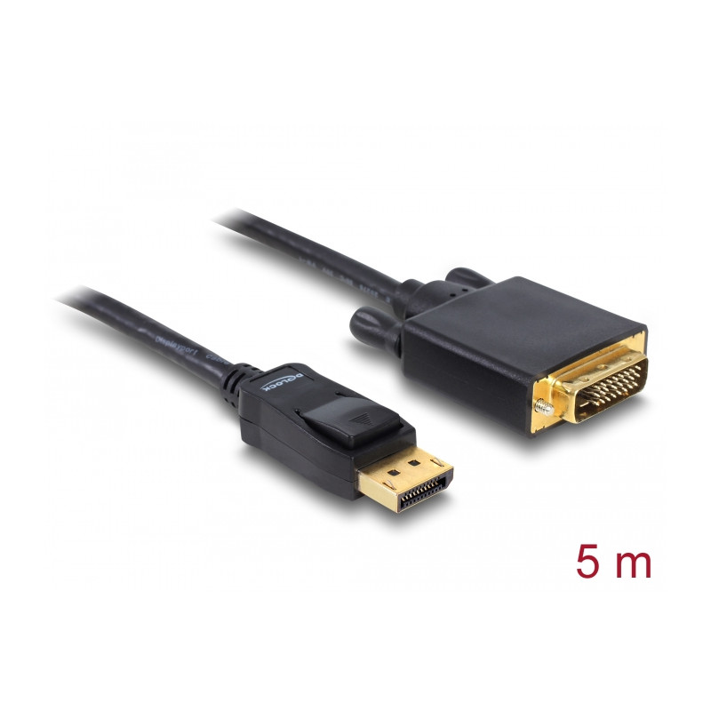 Delock Kabel DisplayPort 1.1 Stecker - DVI 24+1 Stecker Passiv 5 m schwarz