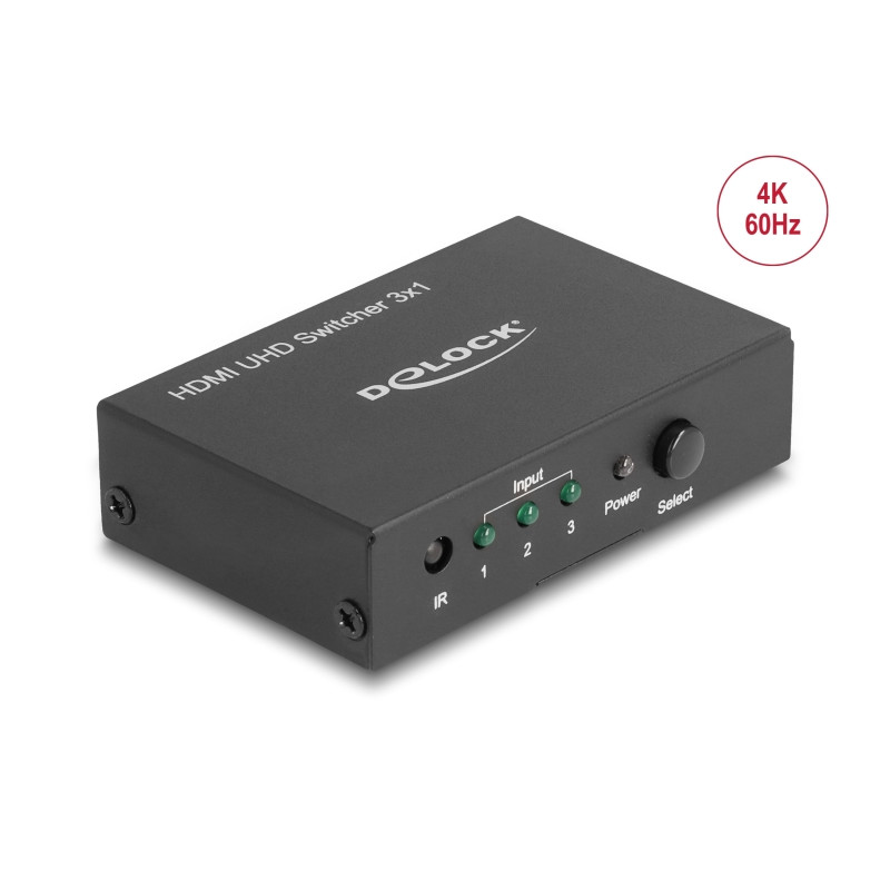 Delock HDMI UHD Switch 3 x HDMI in - 1 x HDMI out 4K