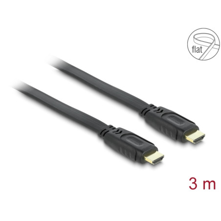 Delock Kabel High Speed HDMI mit Ethernet – HDMI A Stecker - HDMI A Stecker flach 3 m