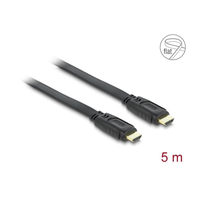 Delock Kabel High Speed HDMI mit Ethernet – HDMI A Stecker - HDMI A Stecker flach 5 m
