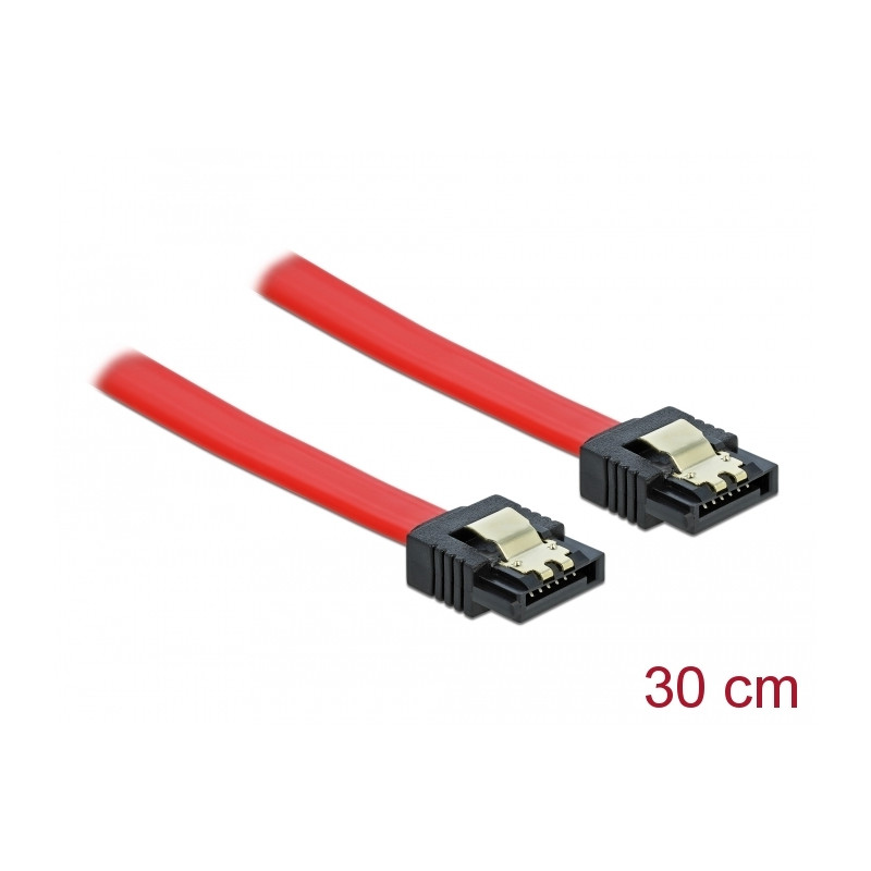Delock Kabel SATA 6 Gb/s Stecker gerade - SATA Stecker gerade 30 cm rot Metall