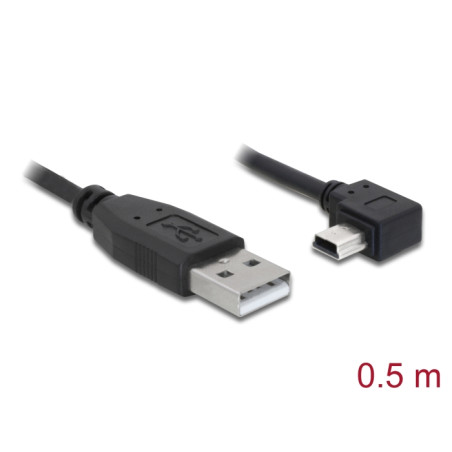 Delock USB 2.0 Kabel Typ-A Stecker zu Typ Mini-B Stecker links gewinkelt 0,5 m