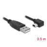 Delock USB 2.0 Kabel Typ-A Stecker zu Typ Mini-B Stecker links gewinkelt 0,5 m