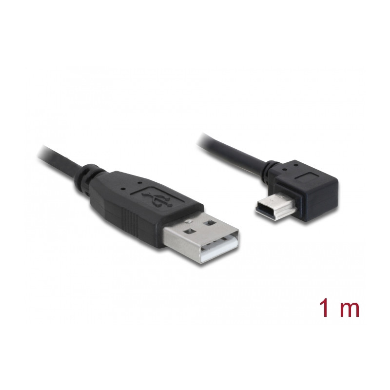 Delock USB 2.0 Kabel Typ-A Stecker zu Typ Mini-B Stecker links gewinkelt 1 m