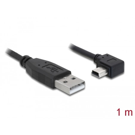Delock USB 2.0 Kabel Typ-A Stecker zu Typ Mini-B Stecker links gewinkelt 1 m