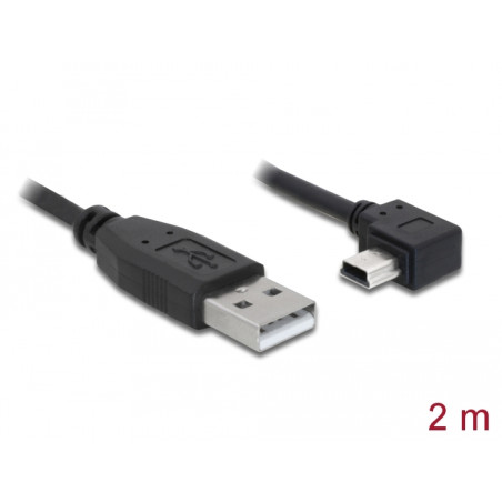 Delock USB 2.0 Kabel Typ-A Stecker zu Typ Mini-B Stecker links gewinkelt 2 m