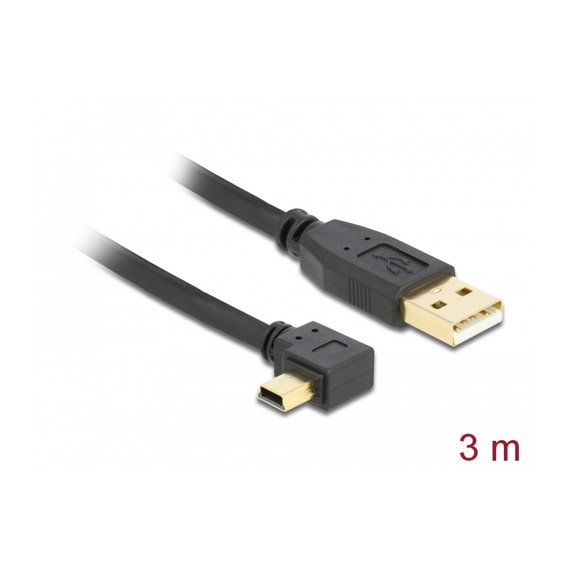 Delock USB 2.0 Kabel Typ-A Stecker zu Typ Mini-B Stecker links gewinkelt 3 m