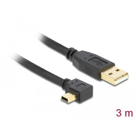 Delock USB 2.0 Kabel Typ-A Stecker zu Typ Mini-B Stecker links gewinkelt 3 m