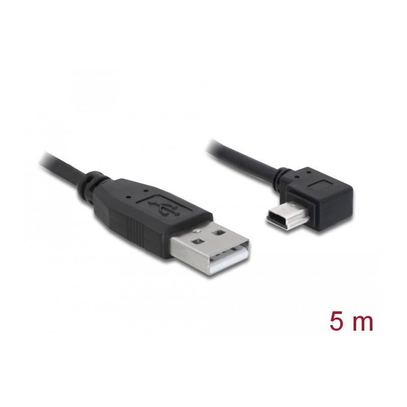 Delock USB 2.0 Kabel Typ-A Stecker zu Typ Mini-B Stecker links gewinkelt 5 m