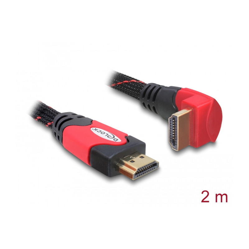 Delock Kabel High Speed HDMI mit Ethernet – HDMI A Stecker - HDMI A Stecker gewinkelt 4K 2 m