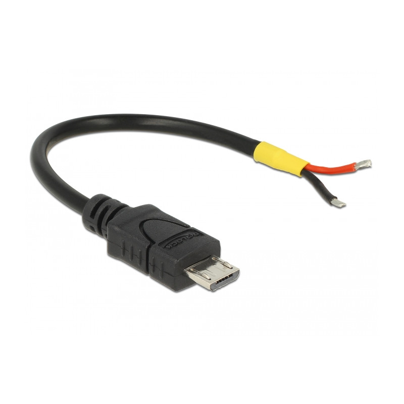 Delock Kabel USB 2.0 Micro-B Stecker - 2 x offene Kabelenden Strom 10 cm Raspberry Pi