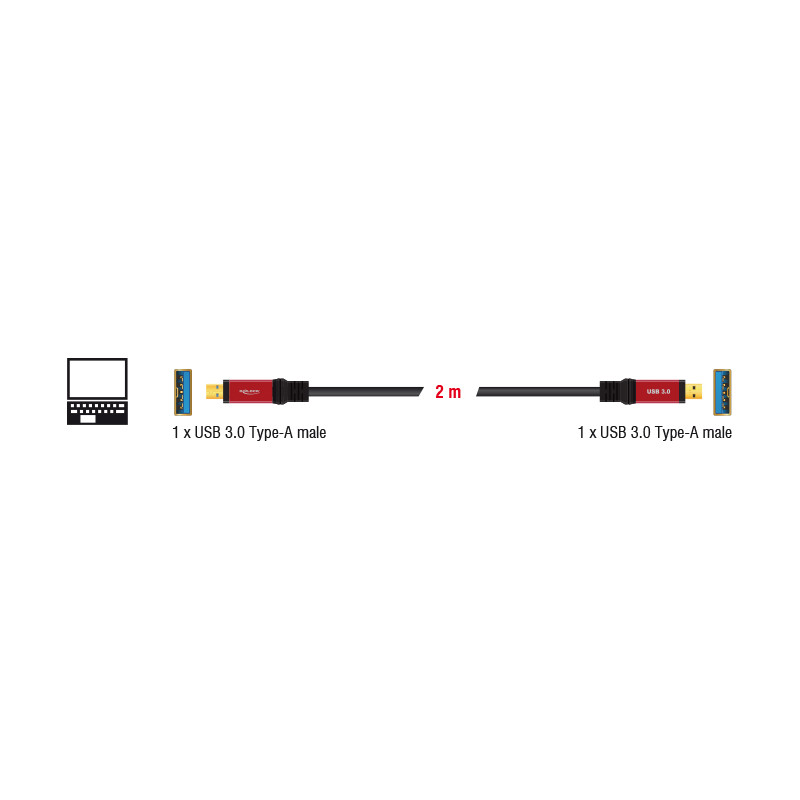 Delock USB 5 Gbps Kabel Typ-A Stecker zu Typ-A Stecker 2 m Metall