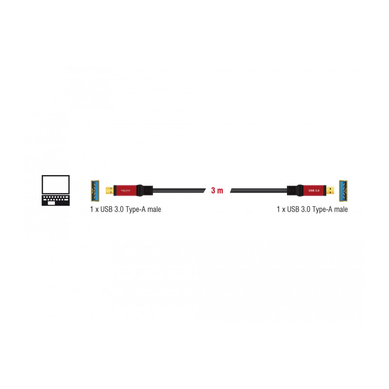 Delock USB 5 Gbps Kabel Typ-A Stecker zu Typ-A Stecker 3 m Metall