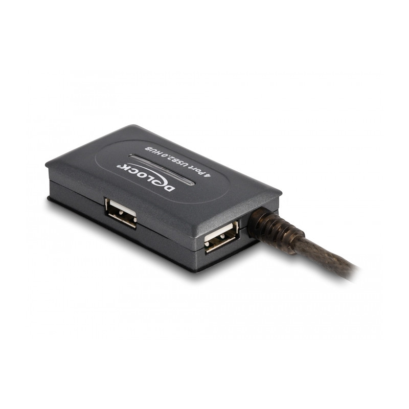 Delock USB 2.0 Verlängerungskabel 10 m aktiv mit 4 Port Hub