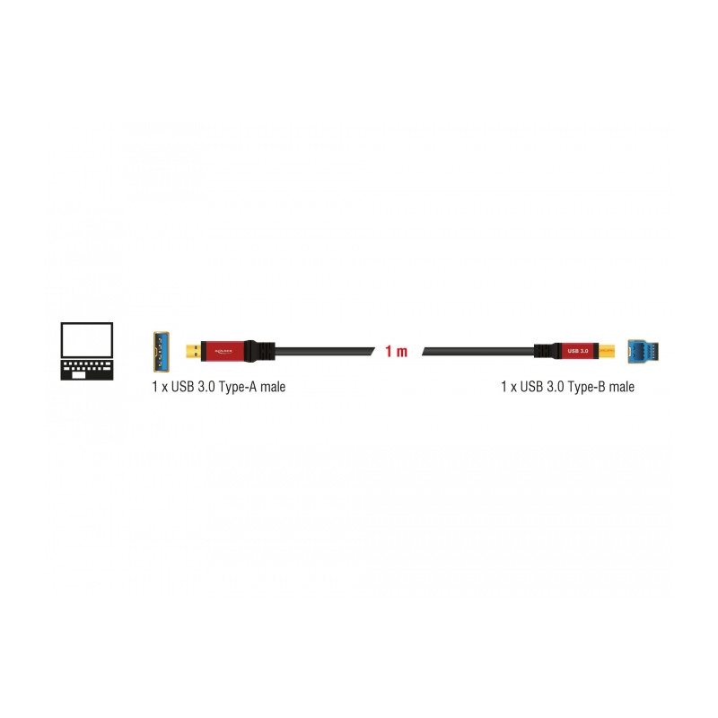 Delock USB 5 Gbps Kabel Typ-A Stecker zu USB 5 Gbps Typ-B Stecker 1 m Premium
