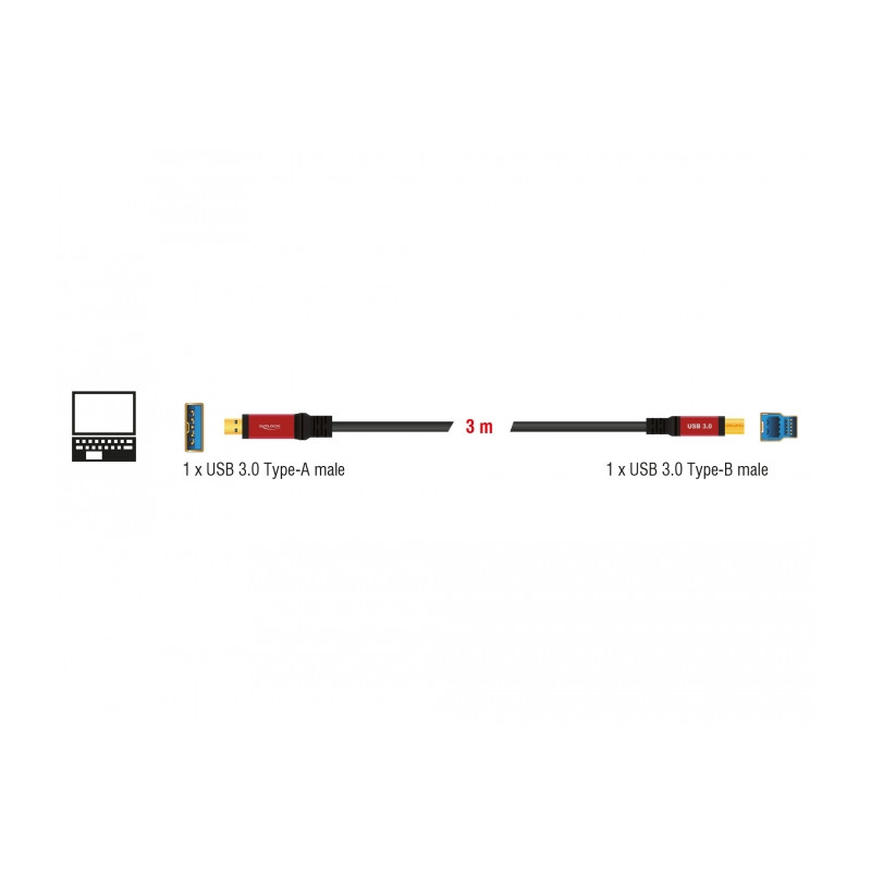 Delock USB 5 Gbps Kabel Typ-A Stecker zu USB 5 Gbps Typ-B Stecker 3 m Premium
