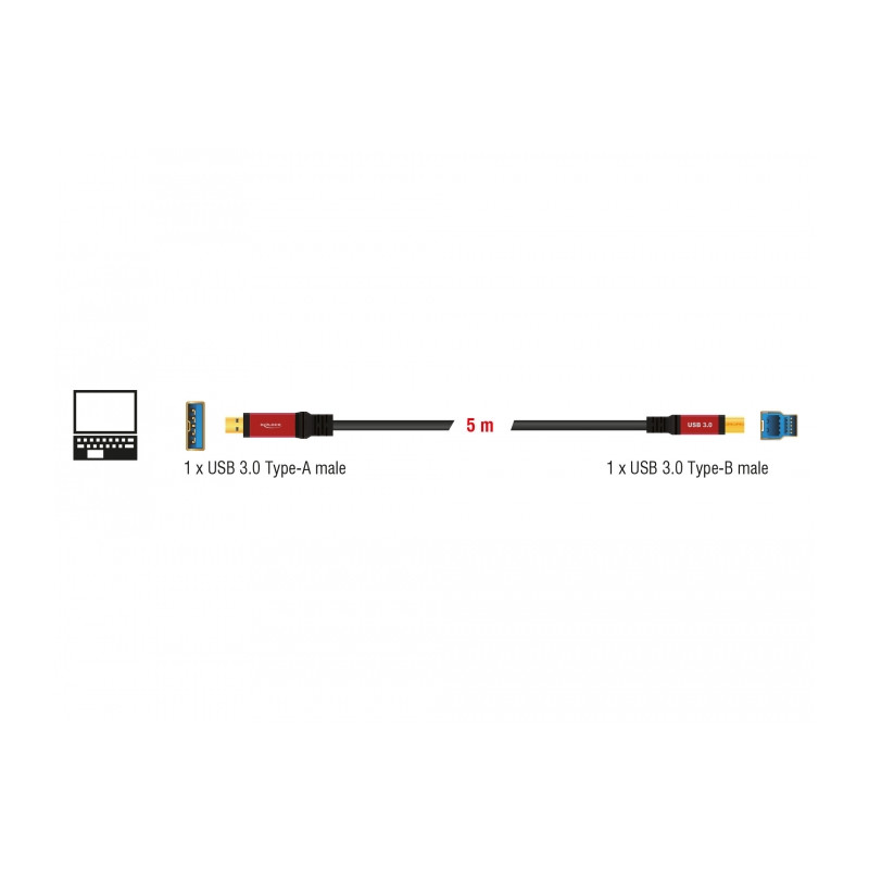 Delock USB 5 Gbps Kabel Typ-A Stecker zu USB 5 Gbps Typ-B Stecker 5 m Premium