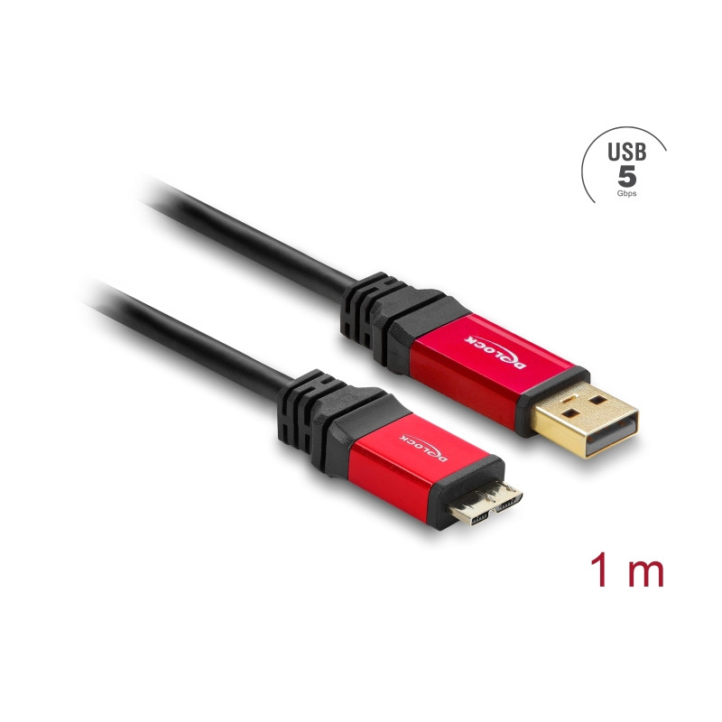 Delock USB 5 Gbps Kabel Typ-A Stecker zu USB 5 Gbps Typ Micro-B Stecker 1 m Premium