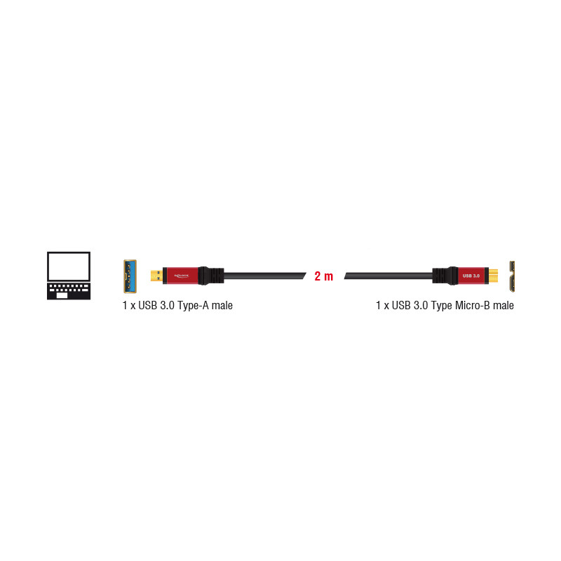 Delock USB 5 Gbps Kabel Typ-A Stecker zu USB 5 Gbps Typ Micro-B Stecker 2 m Premium